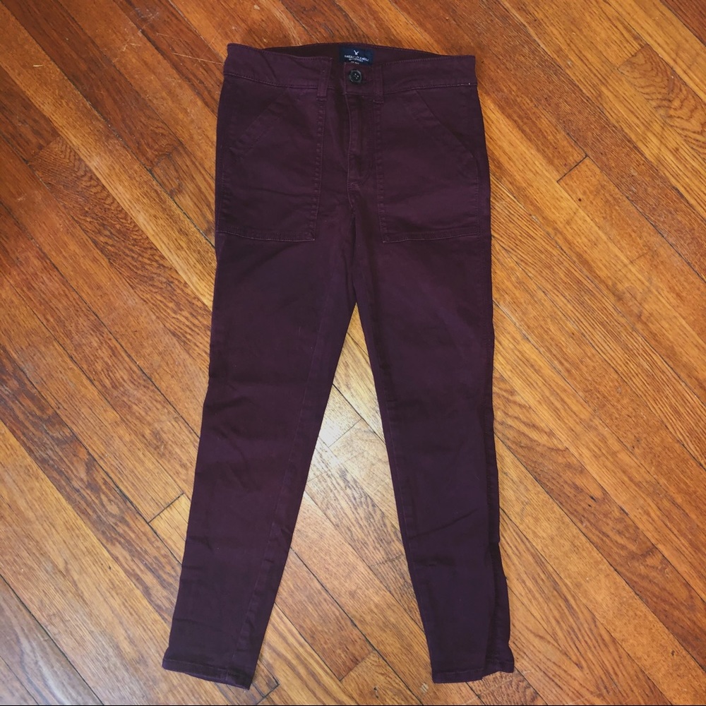 American Eagle Maroon Jeggings Size 2 SHORT